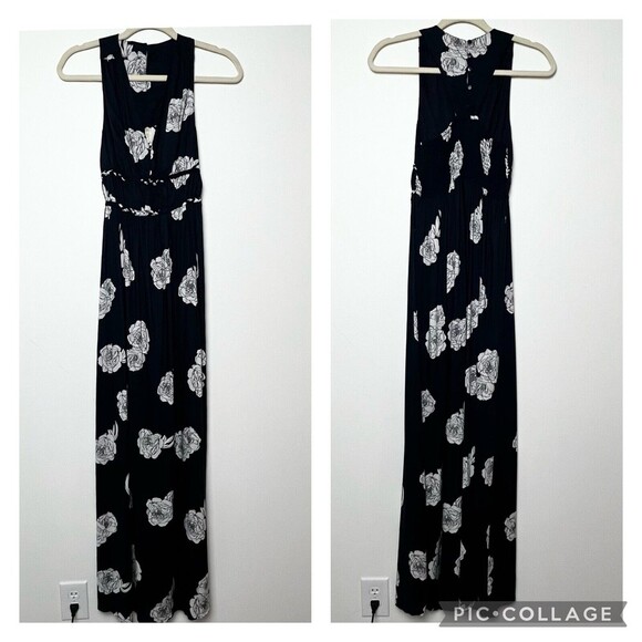Japna Navy White Floral Maxi Halter Dress Women’s XS - Picture 1 of 10